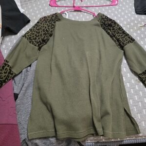 Kori Olive Waffle Knit Top
